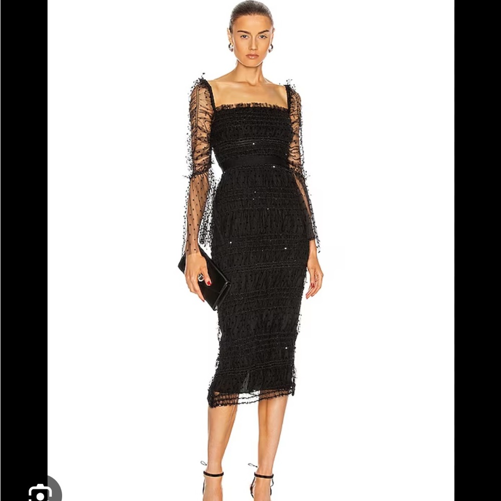 Dot Mesh Midi Dress